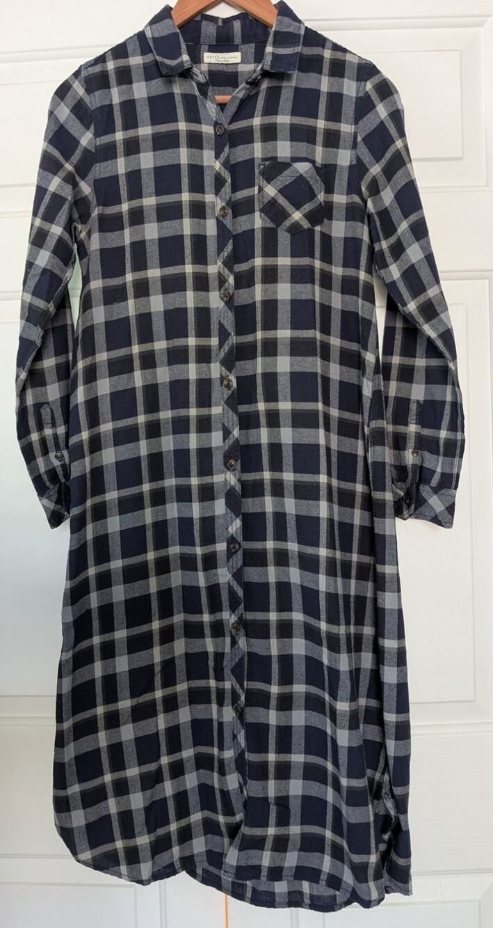 Earth Music & Ecology Plaid Flannel Shirt Dress